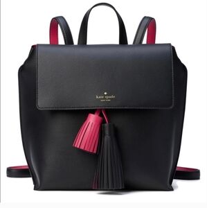 Kate Spade Black Leather And Pink Backpack